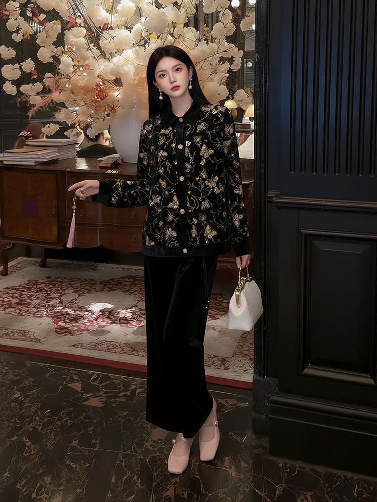Yailla New Versatile Autumn/Winter Retro-Style High-End Chinese-Style Coat Elegant and Sophisticated New Chinese-Style Applied Embroidery Heavy-Duty Long-Sleeved Coat for Women - Image 5